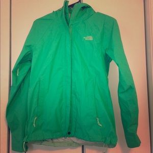 Neon green rain jacket
